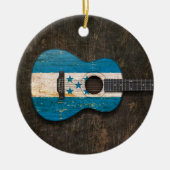 Scratched and Worn Honduras Flag Acoustic Guitar Keramisch Ornament (Voorkant)