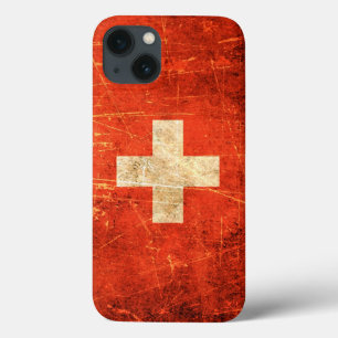 Scratched and Worn Vintage Swiss Flag iPhone 13 Hoesje