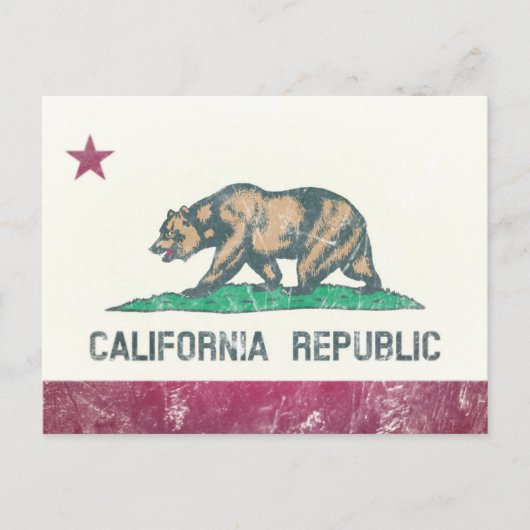 Scratched California Republic Flag Briefkaart (Voorkant)