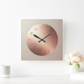 scratched copper plate vierkante klok (Huis)