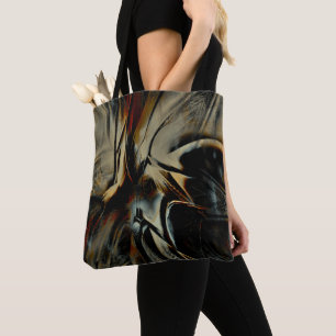 Scratched dark satin texture rumpled virtual cloth tote bag