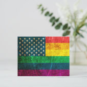 Scratched Gay Pride American Rainbow Flag Briefkaart (Staand voorkant)