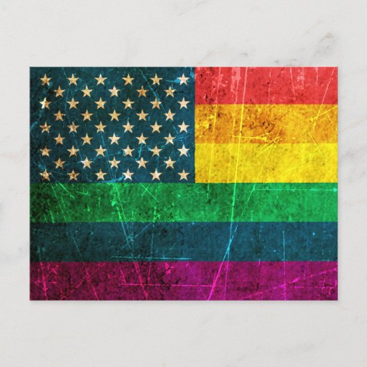 Scratched Gay Pride American Rainbow Flag Briefkaart (Voorkant)