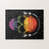 Scratched Gay Pride Rainbow Dj Skull Legpuzzel (Horizontaal)