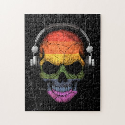 Scratched Gay Pride Rainbow Dj Skull Legpuzzel (Verticaal)