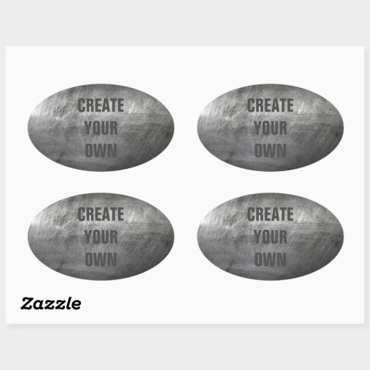 Scratched, geborsteld metaal ovale sticker (Vel)