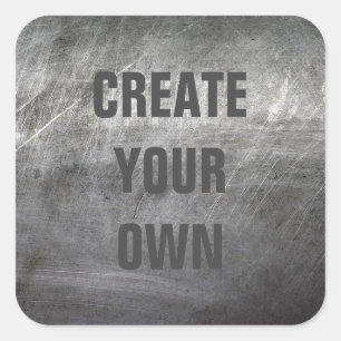 Scratched, geborsteld metaal vierkante sticker