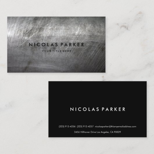 Scratched, geborsteld metaal visitekaartje (Voorkant / Achterkant)