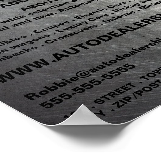 Scratched Metal Effect Auto Dealership Adverteren Poster (Hoek)