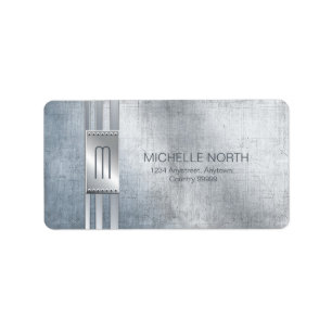 Scratched Metal Stripes Monogram Blue ID443 Etiket