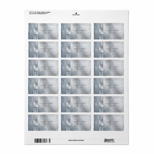Scratched Metal Stripes Monogram Blue ID443 Etiket (Full Sheet)