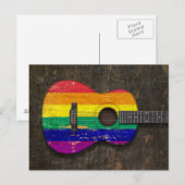 Scratched Rainbow Gay Pride Flag akoestische gitaa Briefkaart (Voorkant / Achterkant)