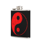 Scratched Red en Black  Yin Yang Heupfles (Links)