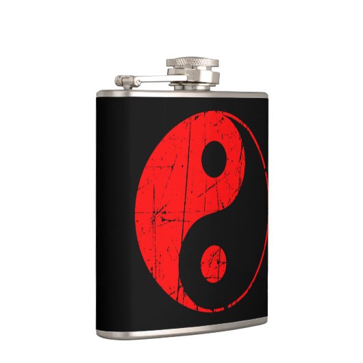 Scratched Red en Black  Yin Yang Heupfles (Rechts)