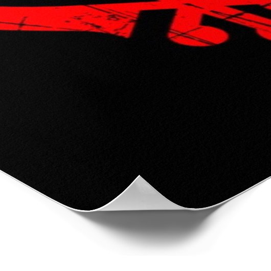 Scratched Red Sikh Khanda-symbool op zwart Poster (Hoek)