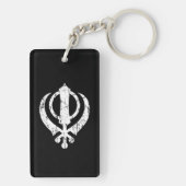 Scratched White Sikh Khanda Symbol on Black Sleutelhanger (achterkant)