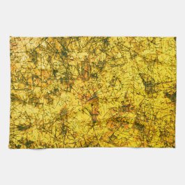Scratches op een licht gevlekt, geel afbeelding theedoek
