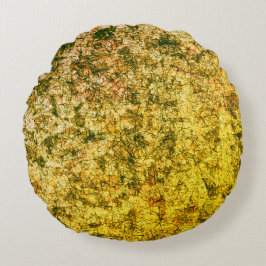 Scratches op een lichtgevlekte zwarte gele rond kussen