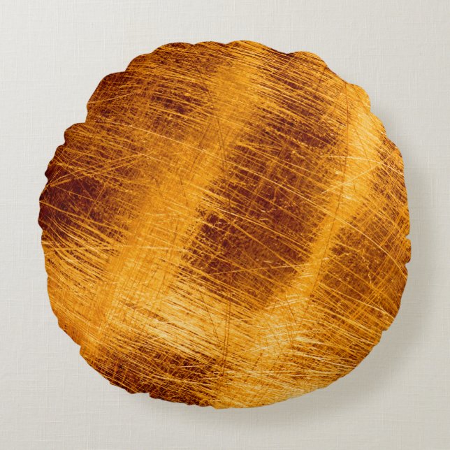 Scratches op een metalen gouden achtergrond. abstr rond kussen (Voorkant)