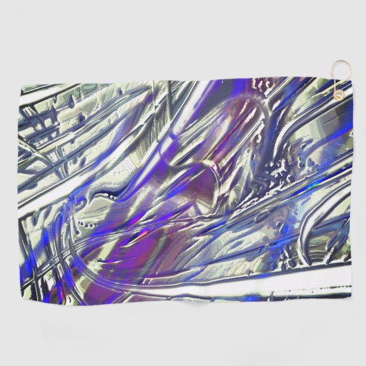 Scratches op een zilvertextuur onder blauwe damp golfhanddoek (Horizontaal)