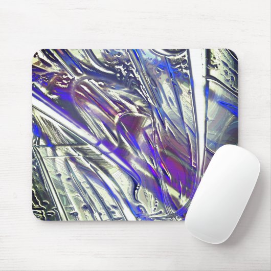 Scratches op een zilvertextuur onder blauwe damp muismat (Met muis)