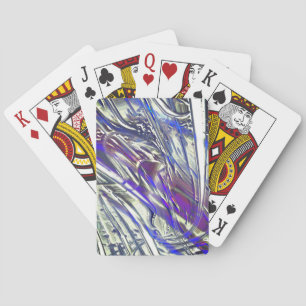Scratches op een zilvertextuur onder blauwe damp pokerkaarten