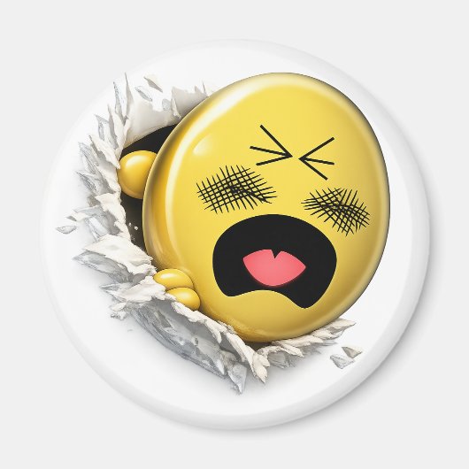 Scratchy 3D Emoji Round Magnet (Voorkant)