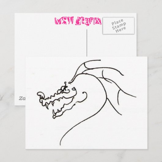 Scrawl Dragon Briefkaart (Voorkant / Achterkant)