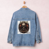 Scray death metal T-shirt design op een witte rug Denim Jacket (Hangar)