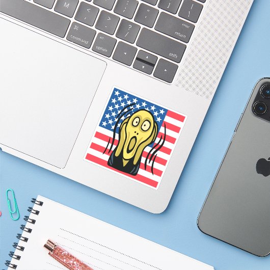 Scream American Sticker (Laptop met iPhone)