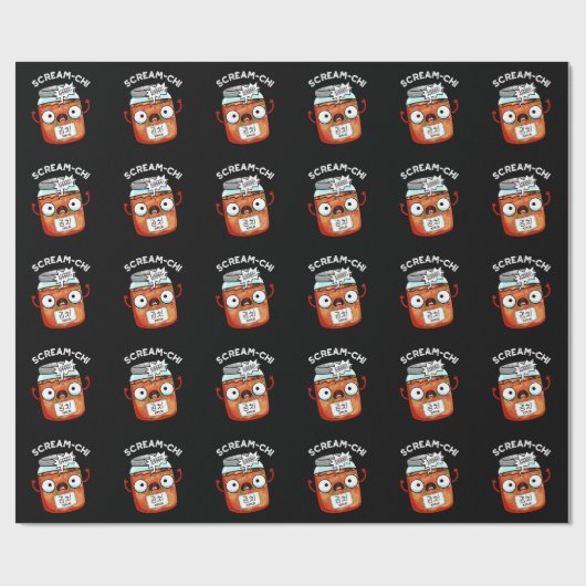 Scream-chi Grappige Kimchi Puns Donker BG Cadeaupapier (Vlak)