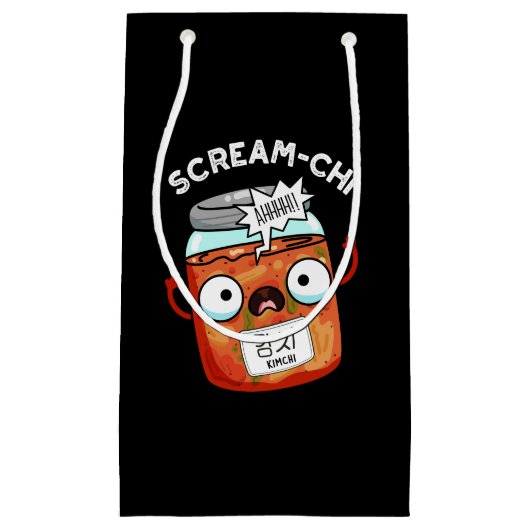 Scream-chi Grappige Kimchi Puns Donker BG Klein Cadeauzakje (Voorkant)