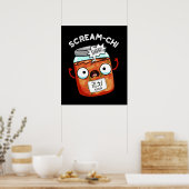 Scream-chi Grappige Kimchi Puns Donker BG Poster (Keuken)
