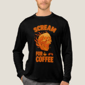 Scream for Coffee Spooky Skull Halloween Tri-Blend Shirt (Voorkant volledig)