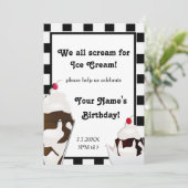 Scream for Ice Cream Birthday Party Invite Kaart (Staand voorkant)