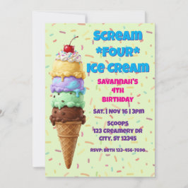 Scream FOUR Ice Cream, 4th Birthday Kaart