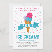Scream four Ice Cream 4th Birthday Party Kaart (Voorkant)