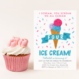 Scream four Ice Cream 4th Birthday Party Kaart