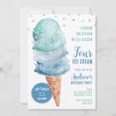 Scream FOUR Ice Cream Birthday Party Invitation Kaart (Voorkant)