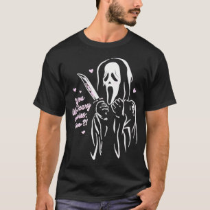 Scream Ghostface Je houdt van enge films voor Boyf T-shirt
