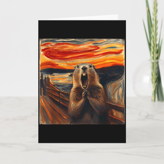 Scream Groundhog Artistic Groundhog Day Funny Anim Kaart (Voorkant)