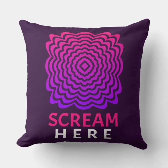 Scream Here | Pink & Purple Ripple Throw Pillow Kussen (Voorkant)