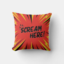 "Scream here"-Sierkussen voor emotionele support