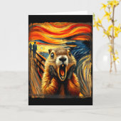Scream Parody Funny Animal Painting Artistic Groun Kaart (Gele Bloem)