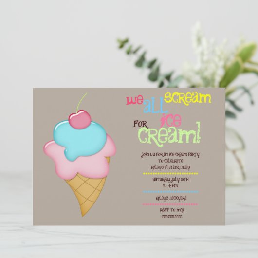 Scream voor de Uitnodiging van de Cream van de ijs (Staand voorkant)
