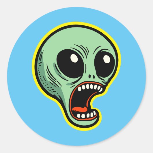 Screaming Alien Ronde Sticker (Voorkant)