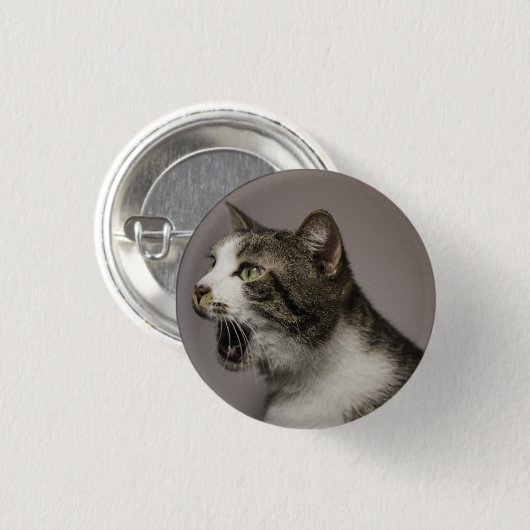 Screaming Cat Pin Ronde Button 3,2 Cm (Voorkant /achterkant)