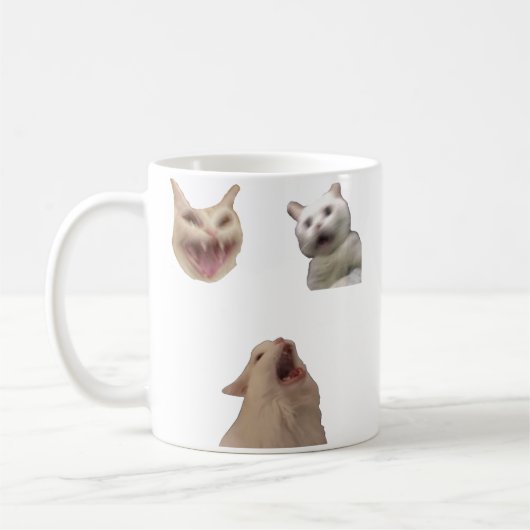 Screaming Cat Set Funny Meme for Cat Lovers Mug Koffiemok (Links)