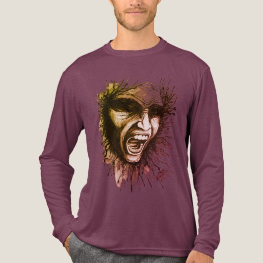 Screaming Face T-shirt met lange mouwen (Voorkant volledig)