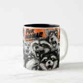 Screaming Faces in Black and White Zine Art Tweekleurige Koffiemok (Voorkant rechts)